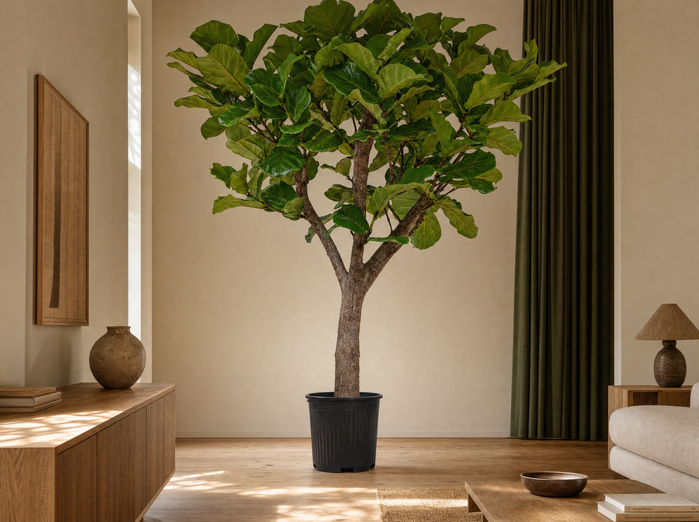 Ficus Lyrata XXXL in japandi-woonkamer