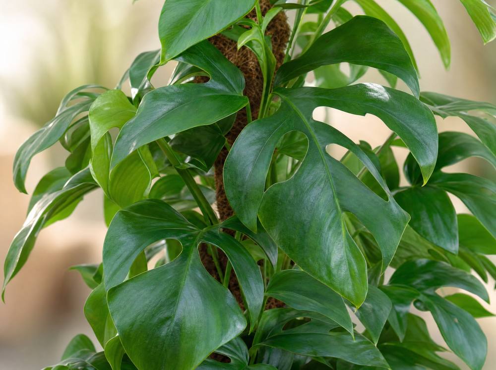 Combi deal - Monstera Pertusum XL inclusief elho Jazz Round wit Ø26 - 150 cm - blad close-up