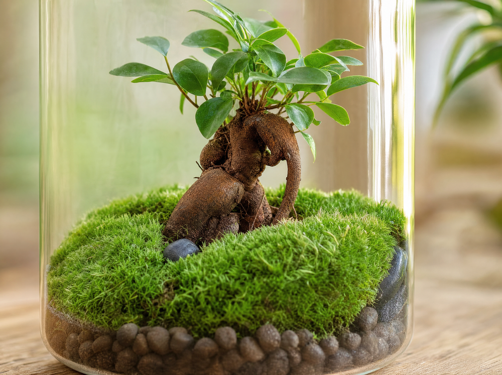 DIY Planten terrarium met licht - Milky Bonsai - Ø 21 cm ↑ 30 cm - Rake + Shovel + Tweezer + Scissor - detail