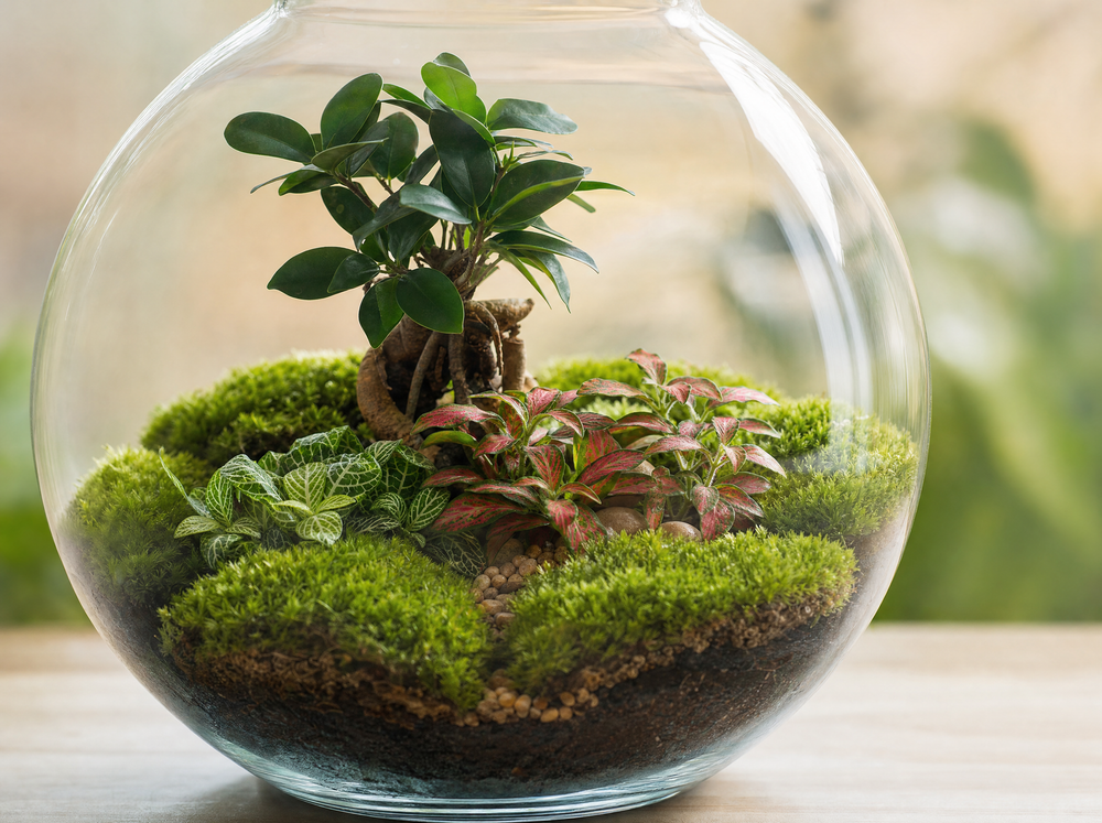 DIY Planten terrarium - Bolder Bob Bonsai - Ø 31 cm ↑ 30 cm - Rake + Shovel + Tweezer + Scissors - detail