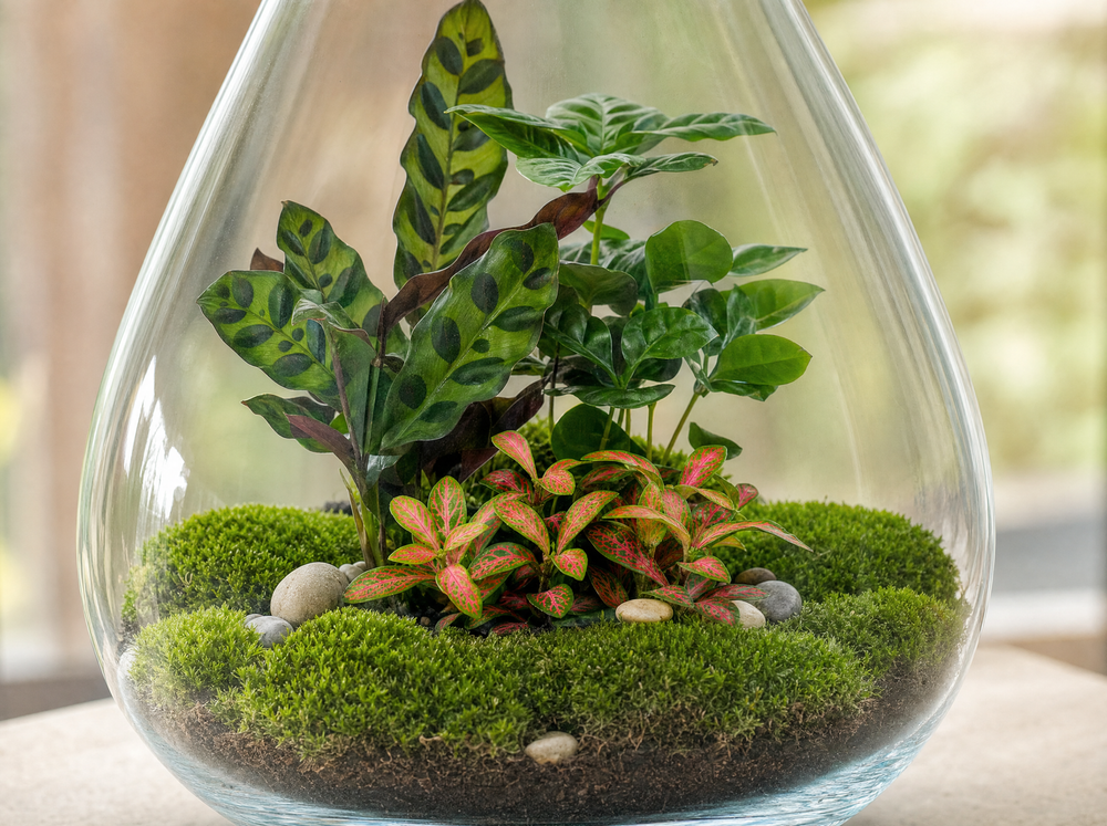 DIY Planten terrarium - Drop XL Palm - Ø 24 cm ↑ 37 cm - Rake + Shovel + Tweezer - detail