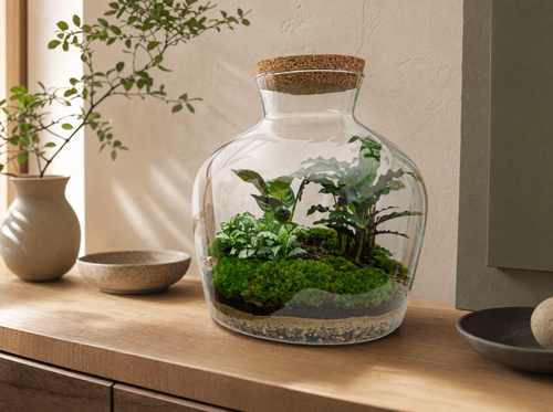 DIY Planten terrarium met licht -  Fat Joe - Ø 29 cm ↑ 30 cm - Rake + Shovel + Tweezer + Scissors - interieur