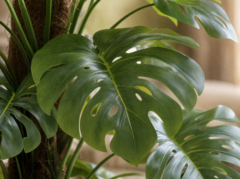 Monstera on pole 150 cm - Kunstplant - Artificial plant - blad close-up