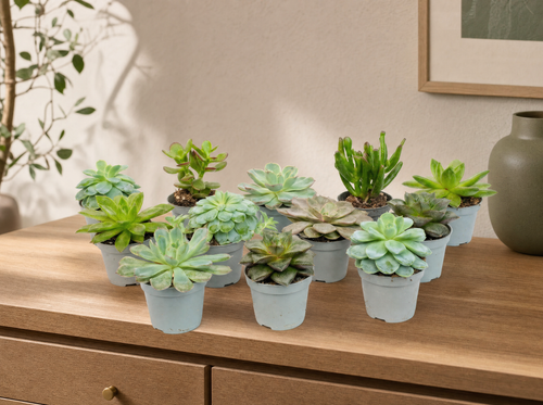Set of 12 -  Succulent Mix Set - Assorted Succulents in 6 cm Pots (8–12 cm high) - interieur