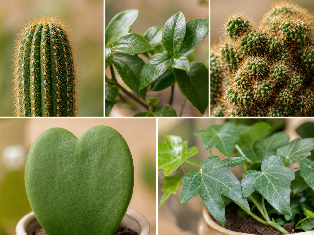 Plant set van 6 met pot set San Juan - Cactus mix - Ø 6 cm - blad close-up