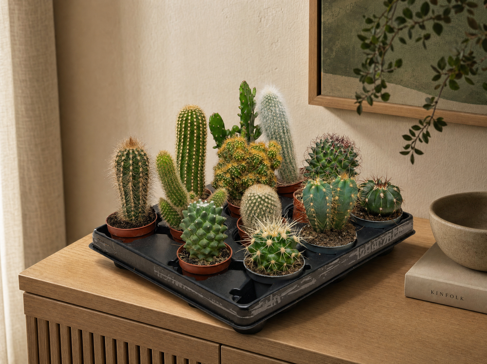 Cactus Set van 6 in Keramische Mini Potjes San Juan -  ↑ 8–12 cm - interieur