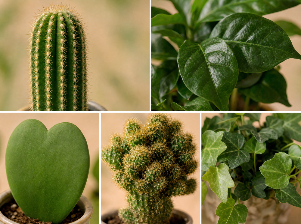 Plant set van 6 met pot set San Juan - plant mix - Ø 6 cm - blad close-up