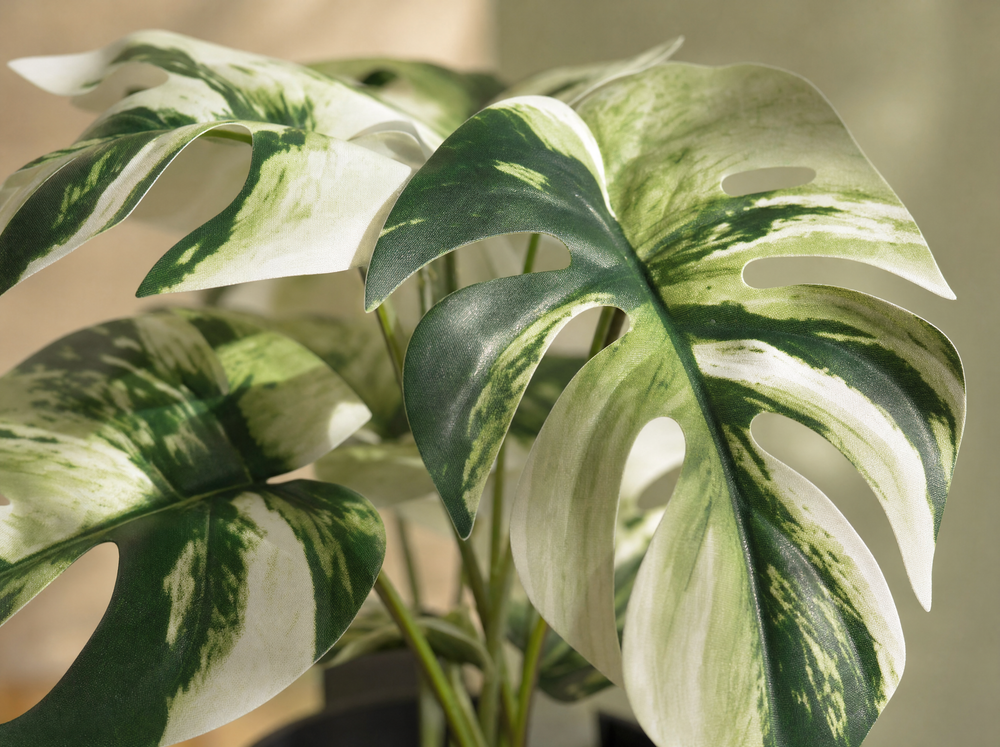 Monstera bush in pot 40cm - Kunstplant - Artificial plant - blad close-up